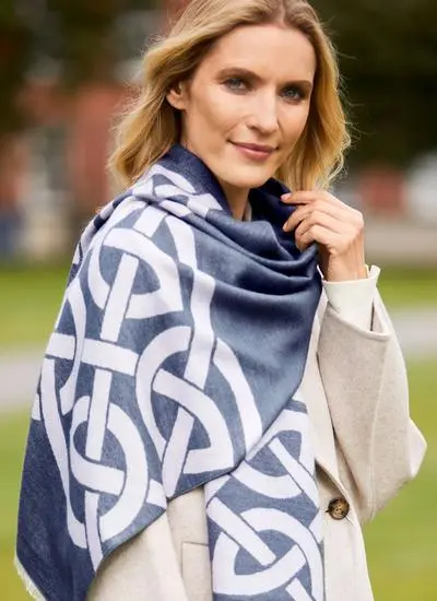 Celtic Reversible Scarf in Navy
